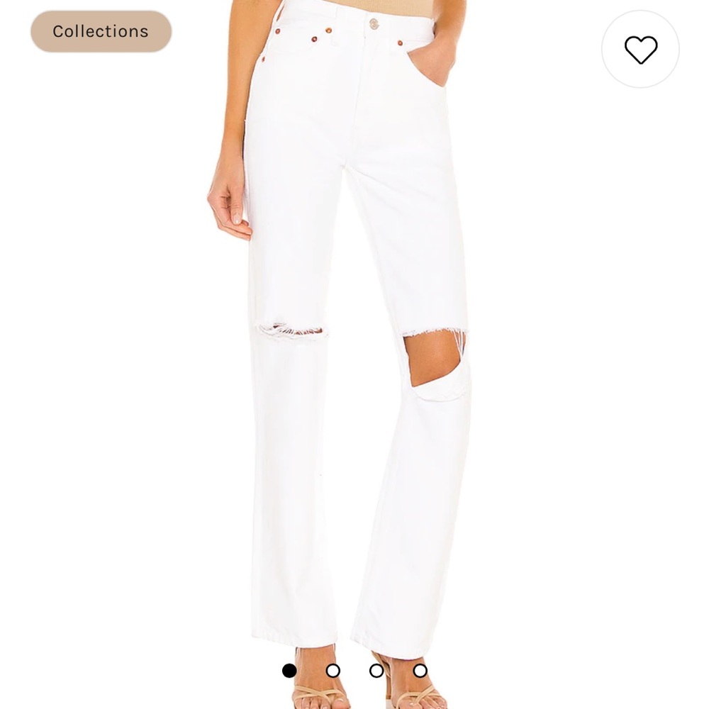 Originals 90s High Rise Loose in White With Rips - Size 30